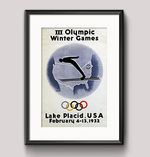 Rpw Roystone Print Works 3Rd Winter Olympics Winter Games At Lake Placid Usa 1932 Poster Wall Art Print A4 & A3 (A4)