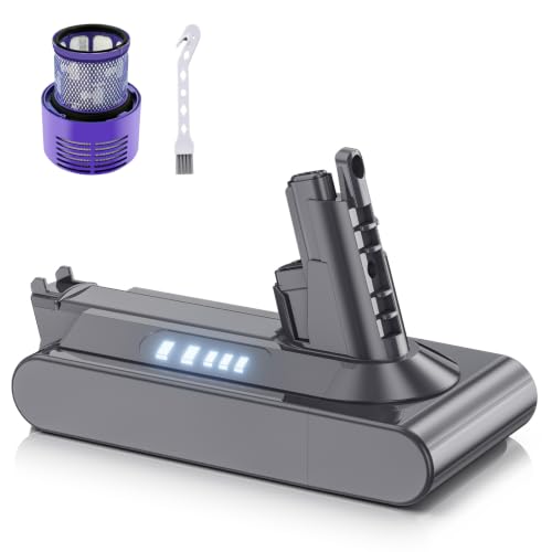 8000mAh for Dyson V10 Battery Replacement for Dyson V10 SV12 Battery Compatible with V10 Absolute Animal Motorhead Fluffy Cyclone Handheld Vacuum Cleaner(1 Filter + 1 Brush)
