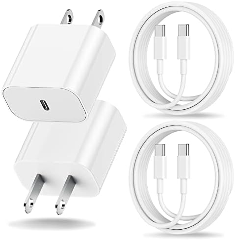 iPad Pro Charger Block, 2Pack 20W USB C Fast Charging and 6ft USB C to C Cable Cord, Type C Wall Plug Power Adapter for iPad Pro 2022/2021/2020/2018,12.9/11/10.9 inch,iPad Air 4/5th,iPad Mini 6 Gen