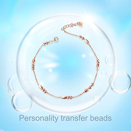 Image of WINNICACA 925 Sterling Silver Anklets for Women Adjustable Beaded Butterfly Opal Anklet Bracelet Foot Chains Jewelry Gifts for Women Beach Birthday Christmas Gift