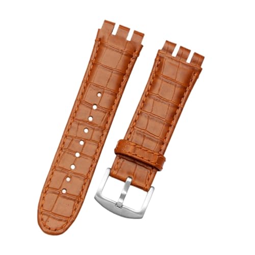 Bracelet montre 23 mm homme en cuir souple étanche marron pour montre connectée