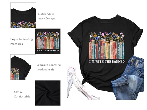 Image of Books Shirts for Women Reading T-Shirt Book Lover Tops Funny Readers Gifts Clothes Casual Librarian Tees
