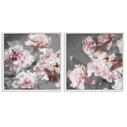 Blooming Peony Petals Floral Nature, 24 x 24 Inch Framed Giclée Print Set