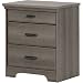 South Shore Versa Nightstand with 2 Drawers and Charging Station, Gray Maple