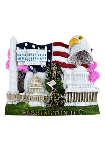 Imán decorativo de refrigerador Washington.DC USA 3D miniatura 1