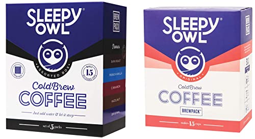 Image of Sleepy Owl Assorted Cold Brew Packs, 5 X 250 g & Coffee Cold Brew Packs (Original) Pouch, 5 X 45 g