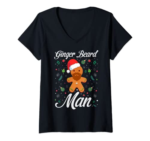 Mujer Ginger Beard Men Barba Amante Navidad Novedad Camiseta Cuello V