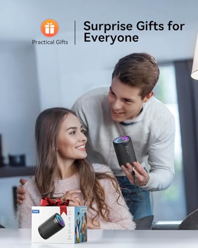 image for LENRUE Small Portable Bluetooth Speaker with Lights, TWS Stereo Surrou