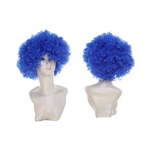 primerry Royal Blue Halloween Decoration Exaggeration Clown Bubble Exploding Head Short Wig