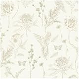 Profhome Carta da parati Toile de Jouy 394293-GU carta da parati intissata (TNT) bianco verde 0,53 m x 10,05 m / 5,33 m2