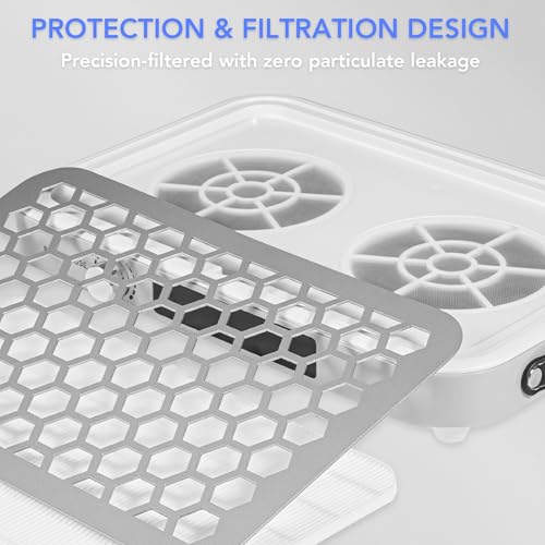 Professional Nail Dust Collector, 1600PA Portable, 10 Speeds, Matte White, Modern, Lightweight, Nail Vacuum for Home & Salon, Disposable Filter Papers