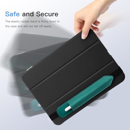 Image of MoKo Pencil Case Holder Fit The Apple Pencil (Pro and USB-C and 1st and 2nd Gen), Detachable Elastic Pocket for Stylus Pen with Elastic Band Attached to iPad Case, Midnight Green