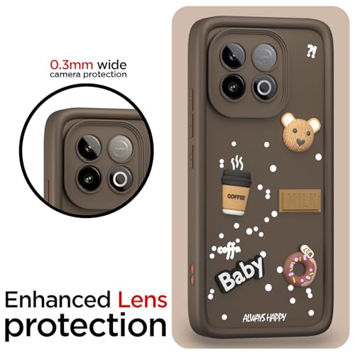 Image of Pikkme Back Cover for iQOO Neo 10 5G | Cute Fun Cartoon 3D Bear Silicone Full Body Protection Bumper Case (Brown)