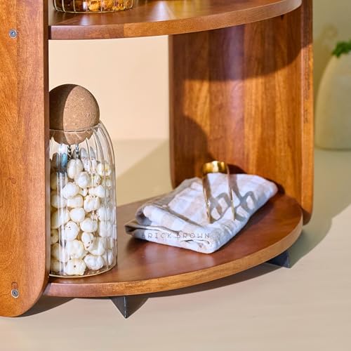 Image of Brick Brown Premium Wing Organizer | Wooden Spice Rack | 2-Tier Kitchen Shelf Countertop Spice Storage Holder | Kitchen Pantry Cabinet Organizer Cupboard for Spice Bottles, Jars (17.3X9.5X15.7 Inch)