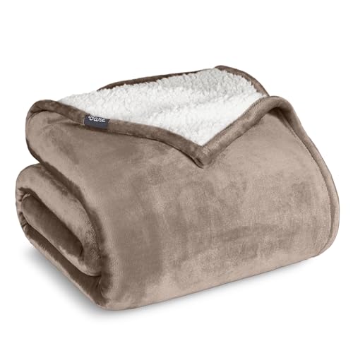 Bare Home Sherpa Fleece Blanket (King, Taupe)