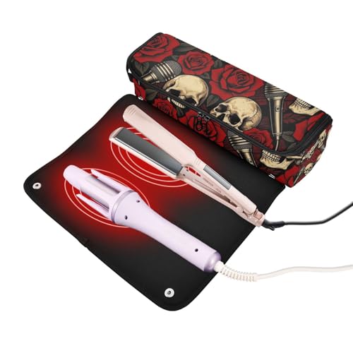 Bolsa de viaje para herramientas de cabello con tapete para plancha de pelo doble capa para planchas y rizadores miniatura 2