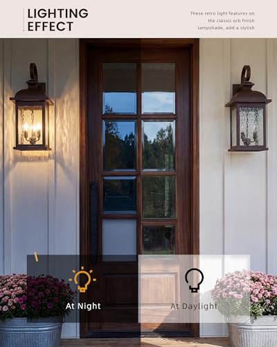Image of FEMILA 26 inch Outdoor Wall Sconce, Large Exterior Lighting Fixtures, 3-Light Outdoor Wall Lantern Porch Lights for Patio, Garage, Doorway, ORB Finish, E12 Base, 4FD54B-L ORB-WP