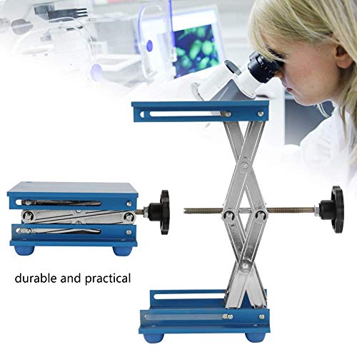 Labor Hebebühne Blau Galvanisiertes Aluminium Labor Hebeplattform Ständer Rack Scissor Jack Lifter (150 * 150 * 250mm)