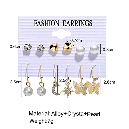 Image of Shining Diva Fashion Stylish Combo Design 6 Pairs Metal Earrings for Women and Girls (F12787er)