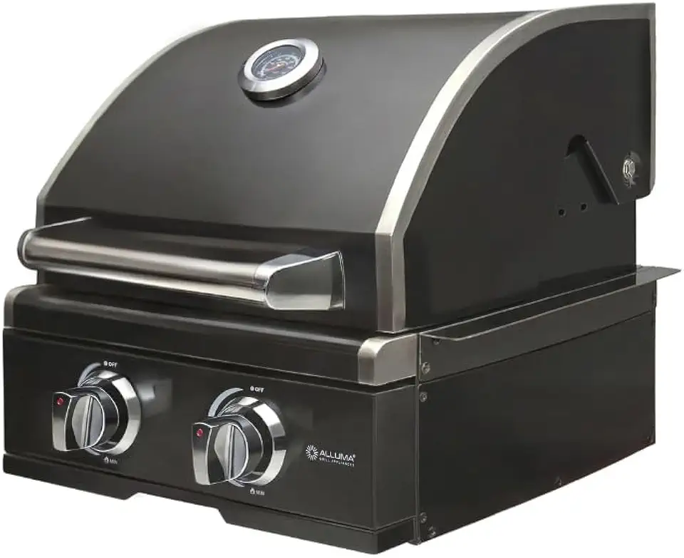 Churrasqueira a Gás Alluma Pro Em Inox 304 Black Titanium de Embutir - 2 Queimadores