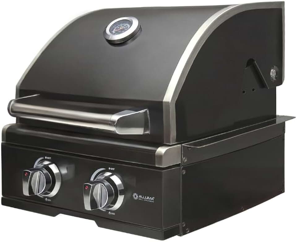 Churrasqueira a Gás Alluma Pro Em Inox 304 Black Titanium de Embutir - 2 Queimadores