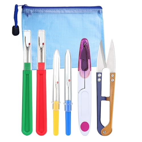 LYSAIMG 7 Pcs Seam Ripper and Thread Remover,Craft Sewing Tool Set Include 2 Big and 2 Small Sewing Stitch Thread Unpicker and 2 Sewing Scissor 1 Zipper Bag
