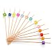 Bamboo Cocktail Toothpicks, Decorative Fruit Skewers of Wedding and Baby Shower. Cute Wooden Party Picks for Appetizer, Drink, Sandwich, and Cupcake. (Assorted Color Crystals, 4.7 Inch -100 Counts)