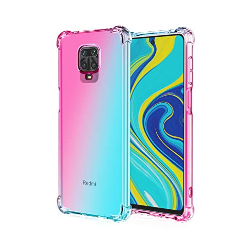HUANGTAOLI Funda para Xiaomi Redmi Note 9S, Gradiente Vistoso Transparente Cristal TPU Carcasa Estuche, Antigolpes Case Cover de Ultradelgado Flexible Suave Silicona Bumper Cover
