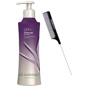 All-Nutrient Gel+ Creative Gel, Firm Hold, Water Soluble (w/Sleek Comb) UV+ Color Protection, 100% Vegan (8 OUNCE / 237 ML)