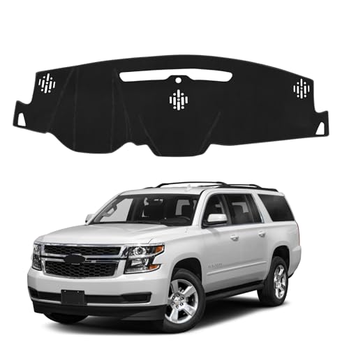 Rilsen Dashboard Cover Mat for 2015-2020 Chevy Tahoe Suburban Accessories Dash Cover Nonslip Dash Mat Protector Sunshade No Glare Black