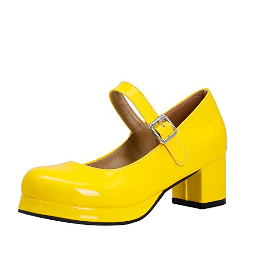 Alsoloveu Women Platform Mary Jane Patent Leather Shoes Chunky Mid Heel Pumps Ankle Strap
