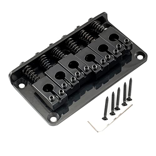Musiclily Pro 52,5mm Puente Fijo Hardtail Bridge Selletas Estilo para Guitarra Eléctrica tipo Strat Tele, Negro