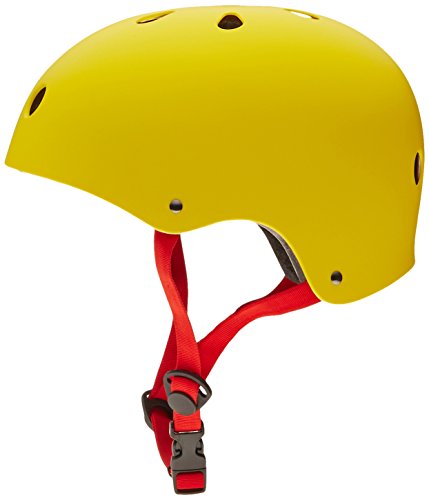 Krown Yellow Shell With Red Strap Skateboard Helmet, One Size #TOP5