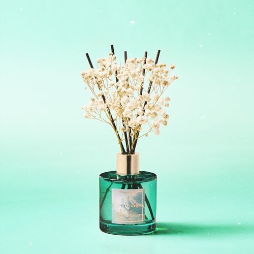 Image of COCORRINA Reed Diffuser - Hawaii Melody 6.7 Fl.oz Reed Diffuser Set with 8 Sticks & Preserved Baby's Breath, Reed Diffuser for Home Bathroom Shelf Decor