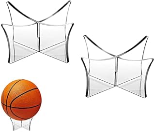 ANOTHEEE 2 PCS Football Display Stand, Acrylic Ball Display Stand Multi-function Ball Stand Holder Clear Basketball Stand for Soccer Football Basketball Volleyball Bowling Ball Holder for Display