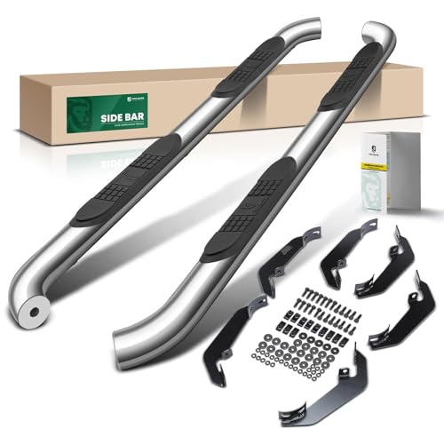 YHTAUTO 3 Inch Running Boards Side Steps Compatible with Honda Pilot 2009-2015, SUV, Round Stainless Steel Polished Chrome, Cab Side Step Rails Off-Road Exterior Accessories, Set of 2