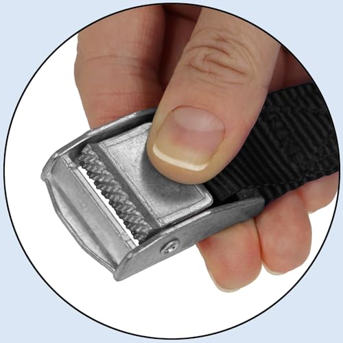 Zurrgurt Spanngurte | TÜV geprüft | Befestigungsgurt Spanngurt Klemmverschluss | Belastbar bis 250 kg | Schwarz | diverse Längen Stückzahlen - 4er Pack 2.5 cm x 2.5 m