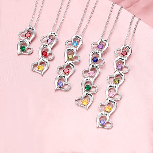 Albertband Mom Gift Personalized Heart Necklaces For Mother 4 Birthstone Necklaces For Women Mom Necklace Custom 4 Name Necklace Promise Necklace Mothers Day Birthday Gifts For Grandmother Wife #TOP4