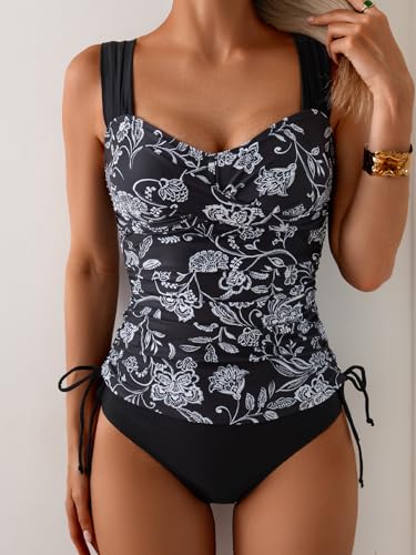 Image of B2prity Tankini Swimsuits for Women Tummy Control Two Piece Bathing Suit High Waisted Wrap Swim Suit with Bottom Swimwear