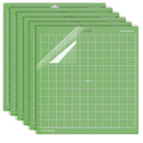 6 Pack Smart Cutting Mat 12x12 Inch for Cutting Machine Light/Standard/Grip/FabricGrip Cut All The Essentials Portable Design from Delicate Paper to Heavier Specialty Materials