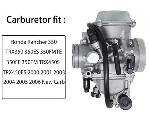 Jod Trx350 Carburetor Compatible With Honda Rancher 350 Trx350 350Es 350Fe 350Fmte 350Tm 2000-2006 Atv 4 Stroke Carburetor With Black Throttle Base Cover+Air Filter+Oil Filter+Fuel Filter #TOP1