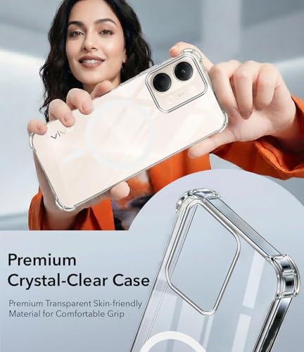 Image of Jkobi Shockproof Crystal-Clear Back Cover for Vivo Y11 | Vivo Y21 5G (Magsafe Wireless Support | Drop & Camera Protection | Hard Polycarbonate)