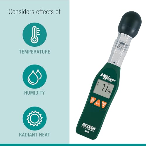 Image of Extech HT30 Heat Stress WBGT Meter | WBGT with or without sun, black globe temp, heat stress index, 0-100% RH, RS-232 interface, auto power off