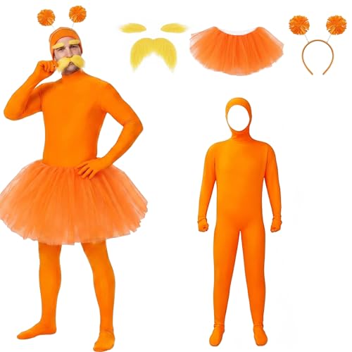 BeSlivewell Orange Costume Yellow Mustache and Eyebrows Ballet Tutu Skirt Costume Set for Cosplay Halloween Christmas Party (M-160)