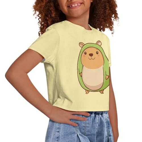 Image of Girls Crop Tees Crew Neck Casual Short Sleeve T Shirts Kids Loose Soft Comfortable Tees Blouses Shirt for Little Girl