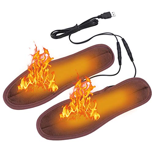 Tbest Plantillas Térmicas, Plantillas Calefacción Eléctrica USB Suelas Calefactoras Calentadores Pies de Zapatos Unisex Adulto para Hombres Mujeres para al Aire Libre Invierno Senderismo Camping