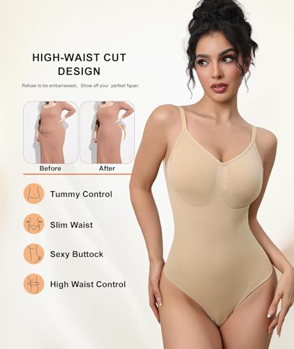 Backless Shapewear for Women, Slimming Thong Bodysuit, Seamless Low Back Waist Shaper3