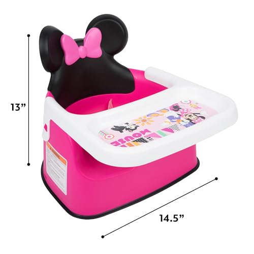 Image of The First Years Disney Minnie Mouse Booster Seat for Kitchen Chair- Includes Removable Tray - Contoured Toddler and Baby Seat with 3-Point Harness for Mealtime - Lightweight Travel Booster Seat
