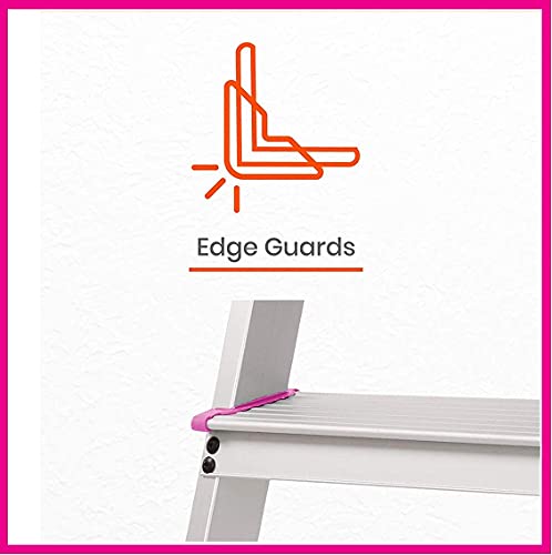 Image of Casa Copenhagen Designed in Denmark, 5-Step Foldable Aluminium Ladder Laser Cut with Super Advance Sure-Hinge Technology,7 Years Warranty - Silver