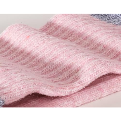 Image of EnerWear 6 Pack Women's Wool Outdoor Hiking Trail Crew Sock (US 9-11, Pink /Khaki)